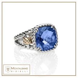 Anello Nodi intreccio pietra quadrata piccola